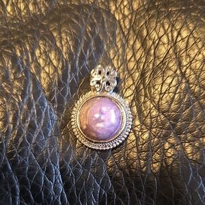 Elegant Silver Tone and Amethyst Pendant